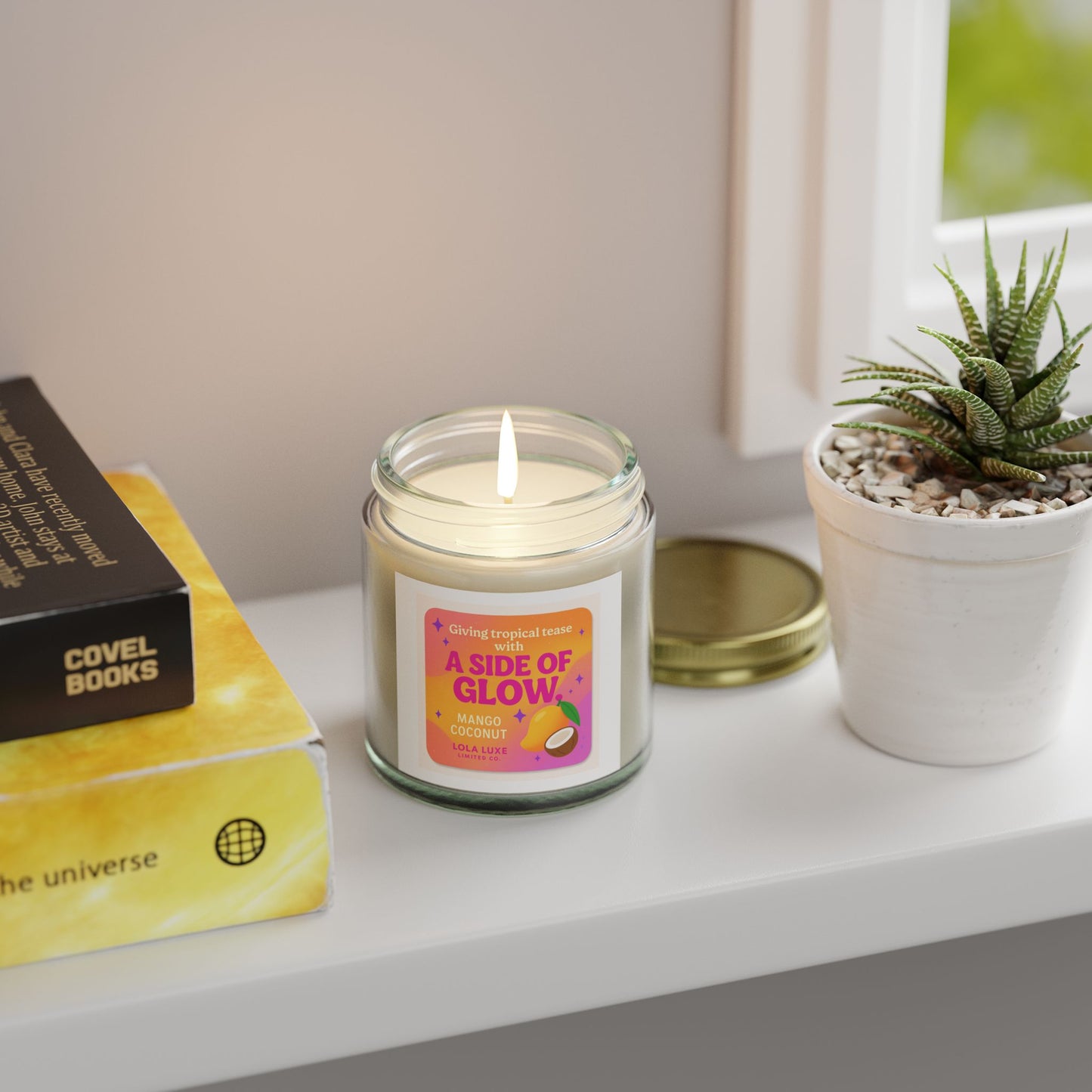 Mango Coconut Scented Candles, Coconut Apricot Wax (4oz, 9oz)