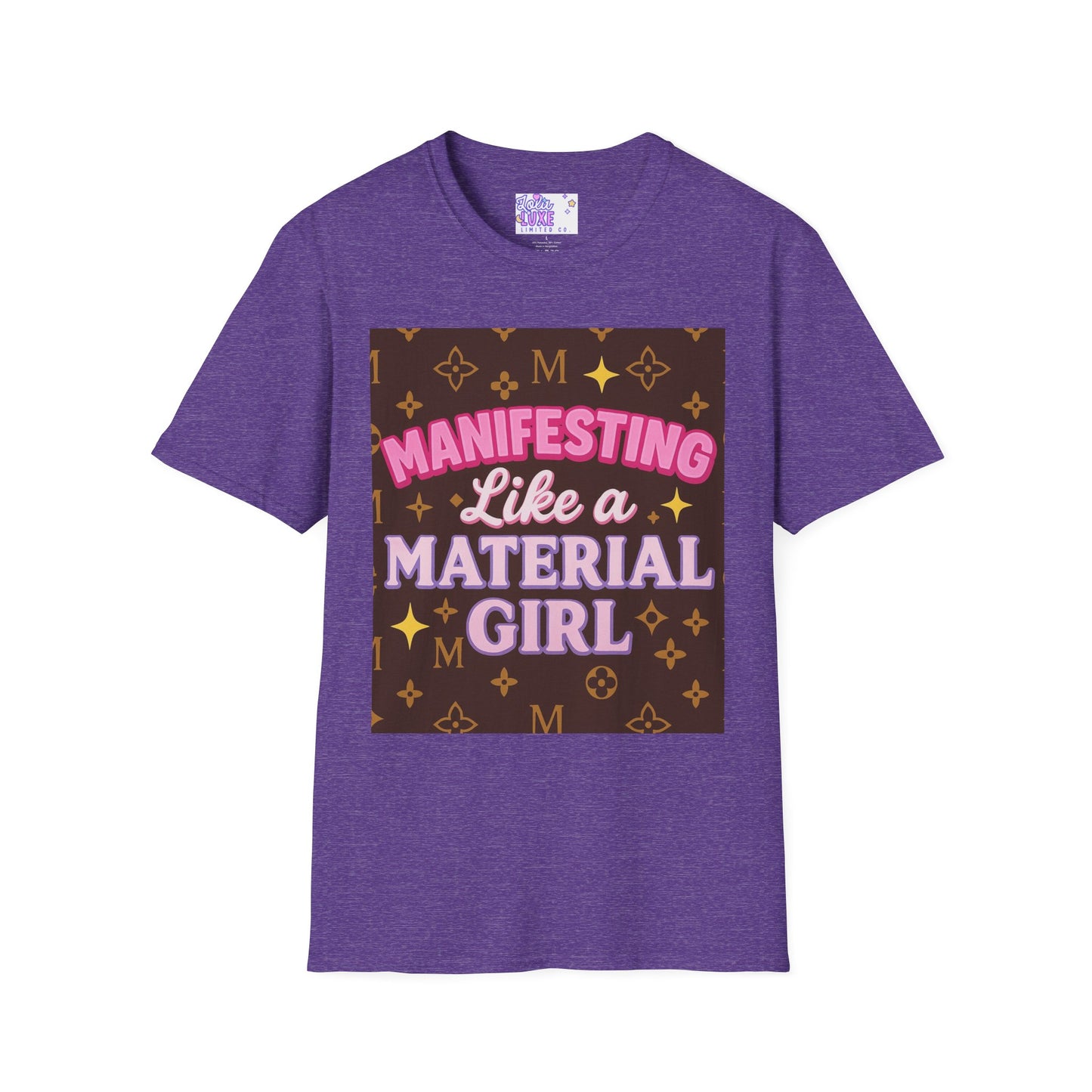 Manifesting Like a Material Girl Glam Tee| Unisex Softstyle Tee | Trendy Apparel for Manifestation Enthusiasts
