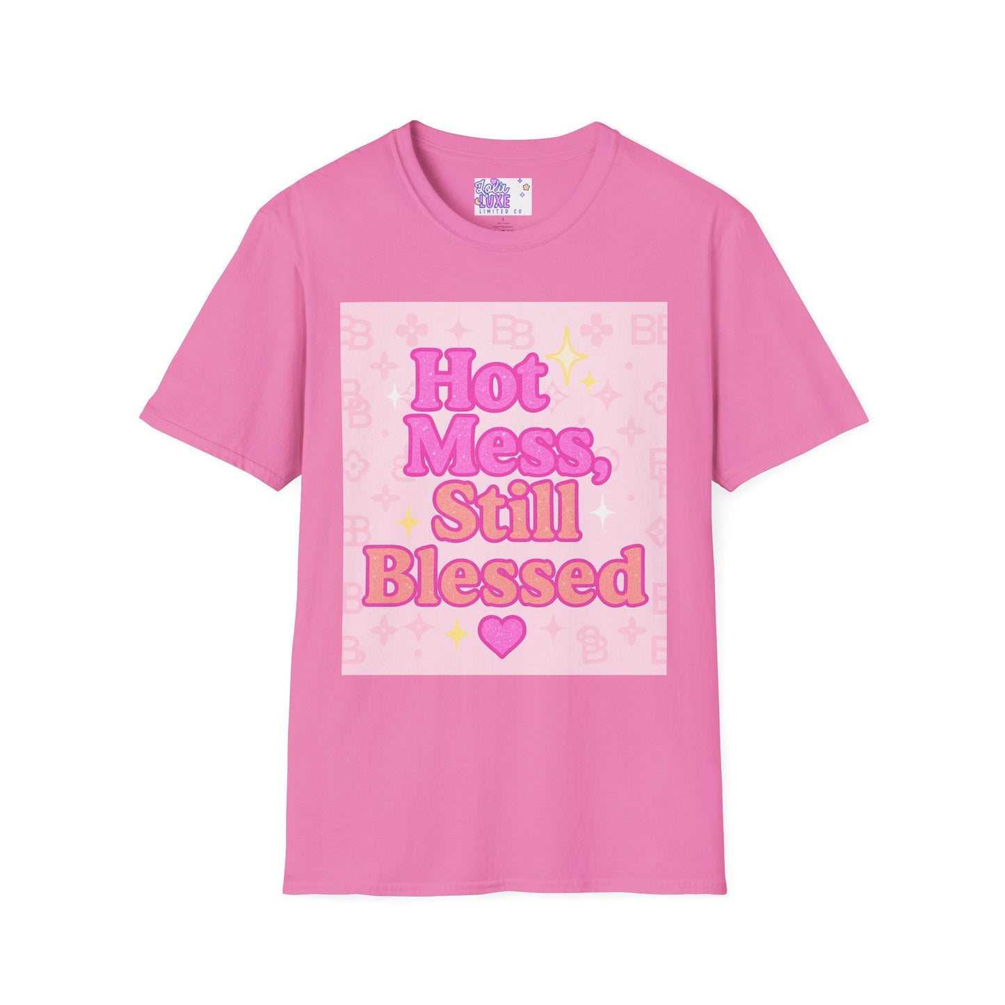 Hot Mess Still Blessed Unisex Softstyle Glam Tee - Fun & Comfortable Casual Wear