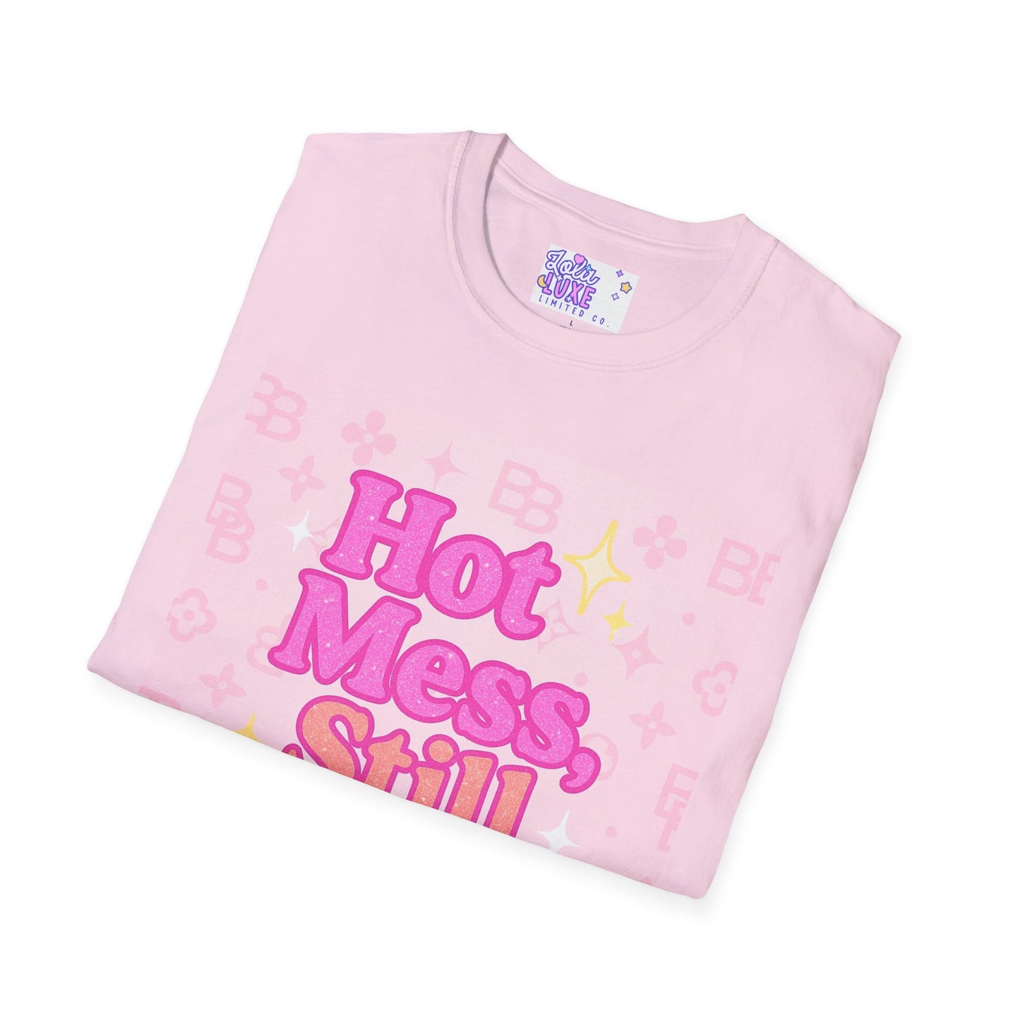 Hot Mess Still Blessed Unisex Softstyle Glam Tee - Fun & Comfortable Casual Wear