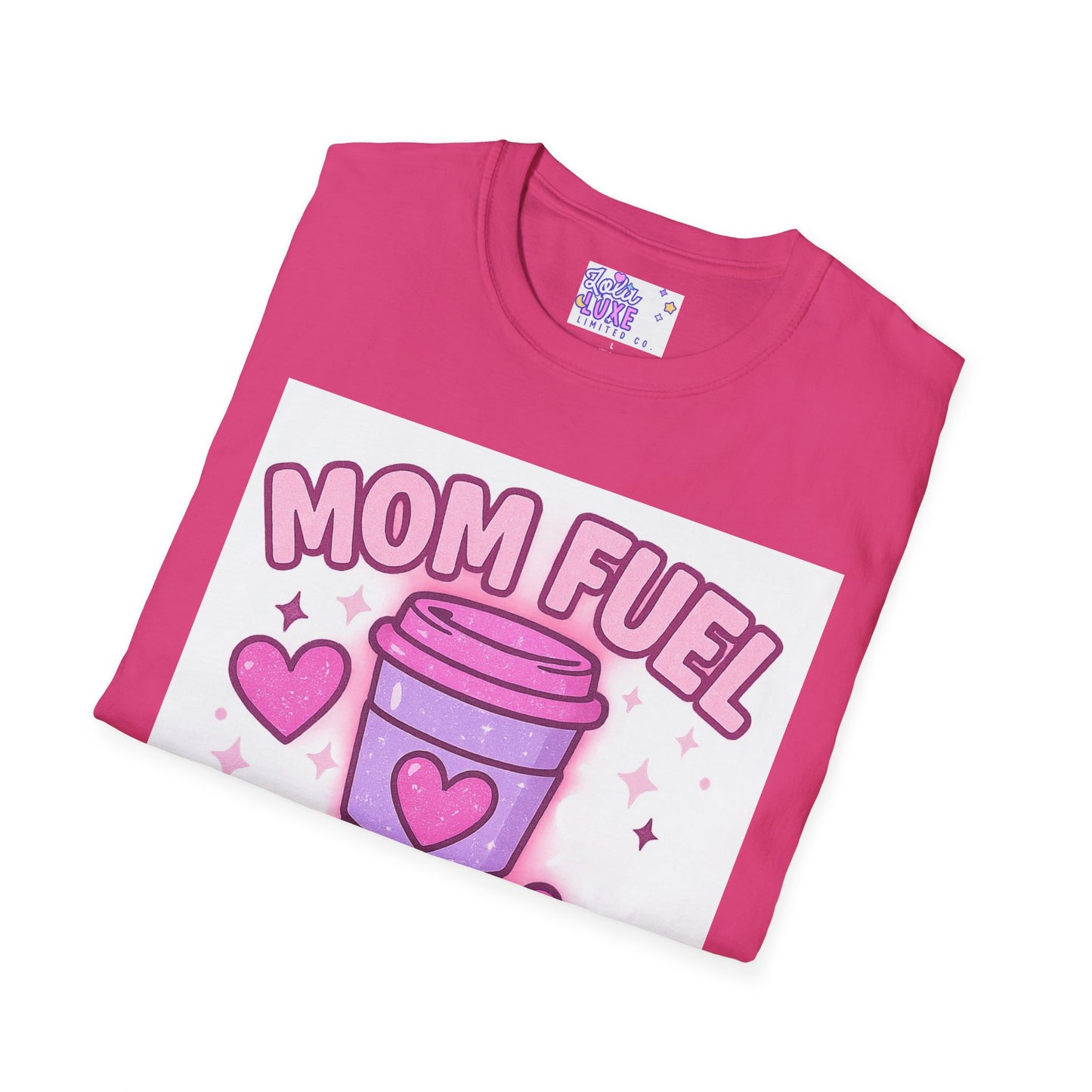 Mom Fuel T-Shirt - Coffee, Chaos & Cuddles - Fun Unisex Softstyle Glam Tee