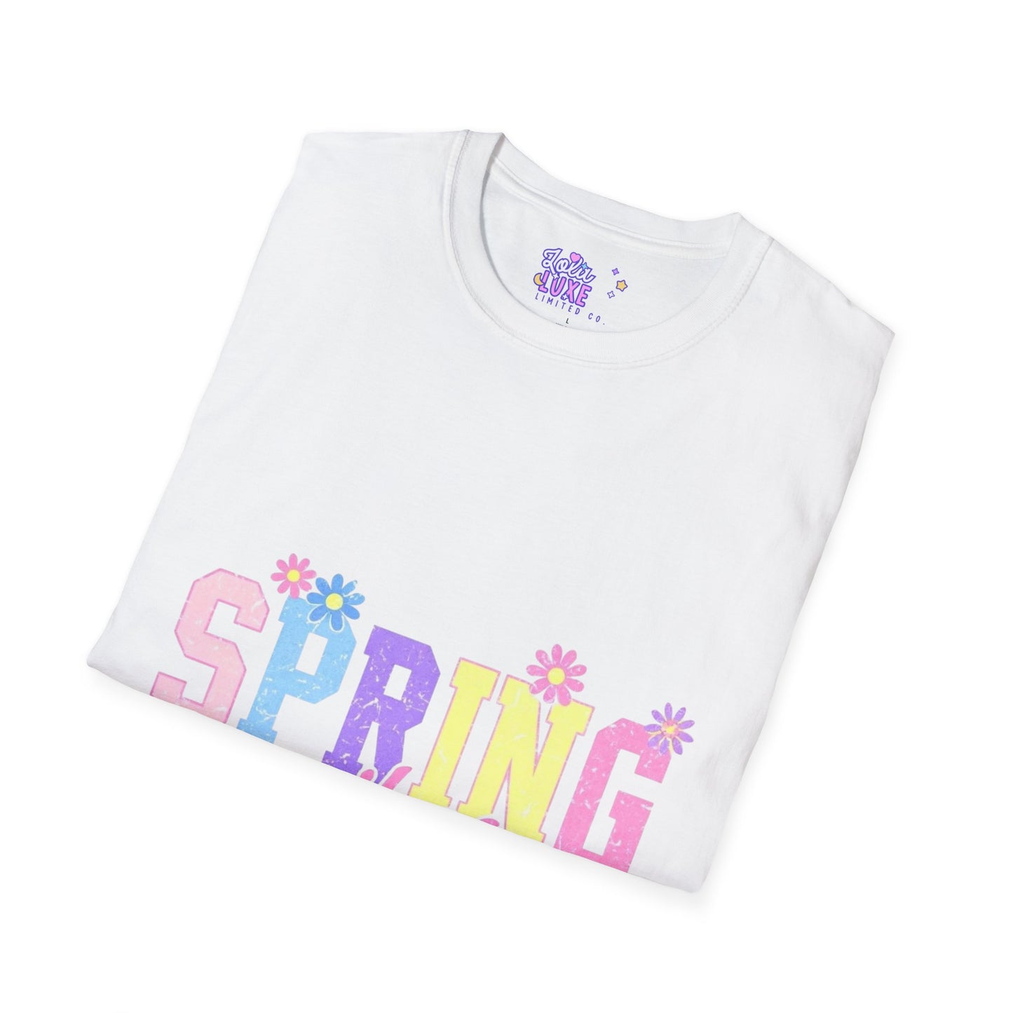 "Spring Vibes" Softstyle T-Shirt - Colorful Floral Design for Warm Weather Celebrations