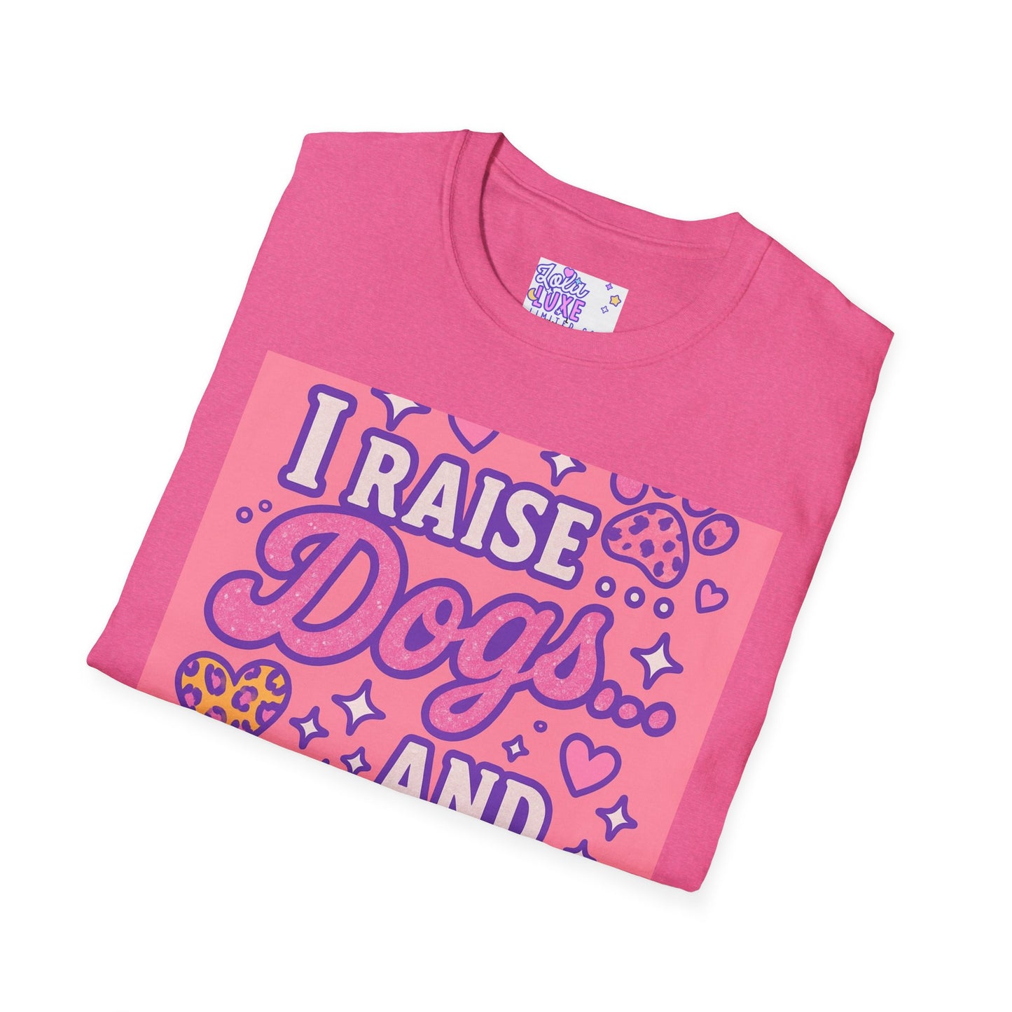 I Raise Dogs and Standards T-Shirt | Unisex Softstyle Glam Tee for Dog Lovers