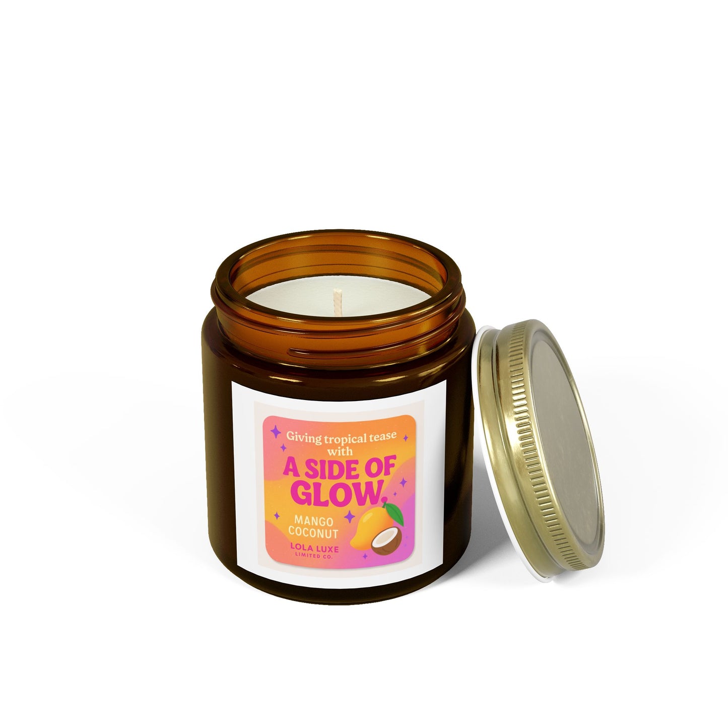 Mango Coconut Scented Candles, Coconut Apricot Wax (4oz, 9oz)