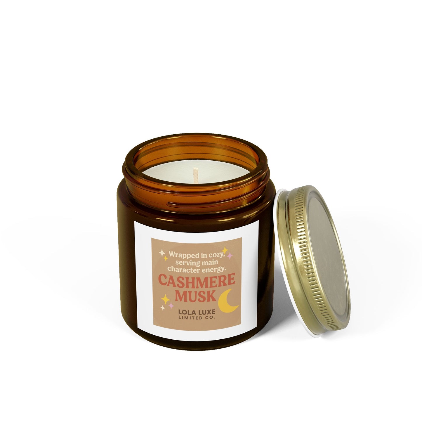 Cashmere Musk Scented Candles, Coconut Apricot Wax (4oz, 9oz)