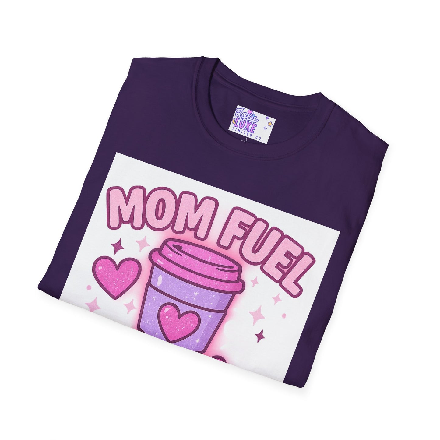 Mom Fuel T-Shirt - Coffee, Chaos & Cuddles - Fun Unisex Softstyle Glam Tee
