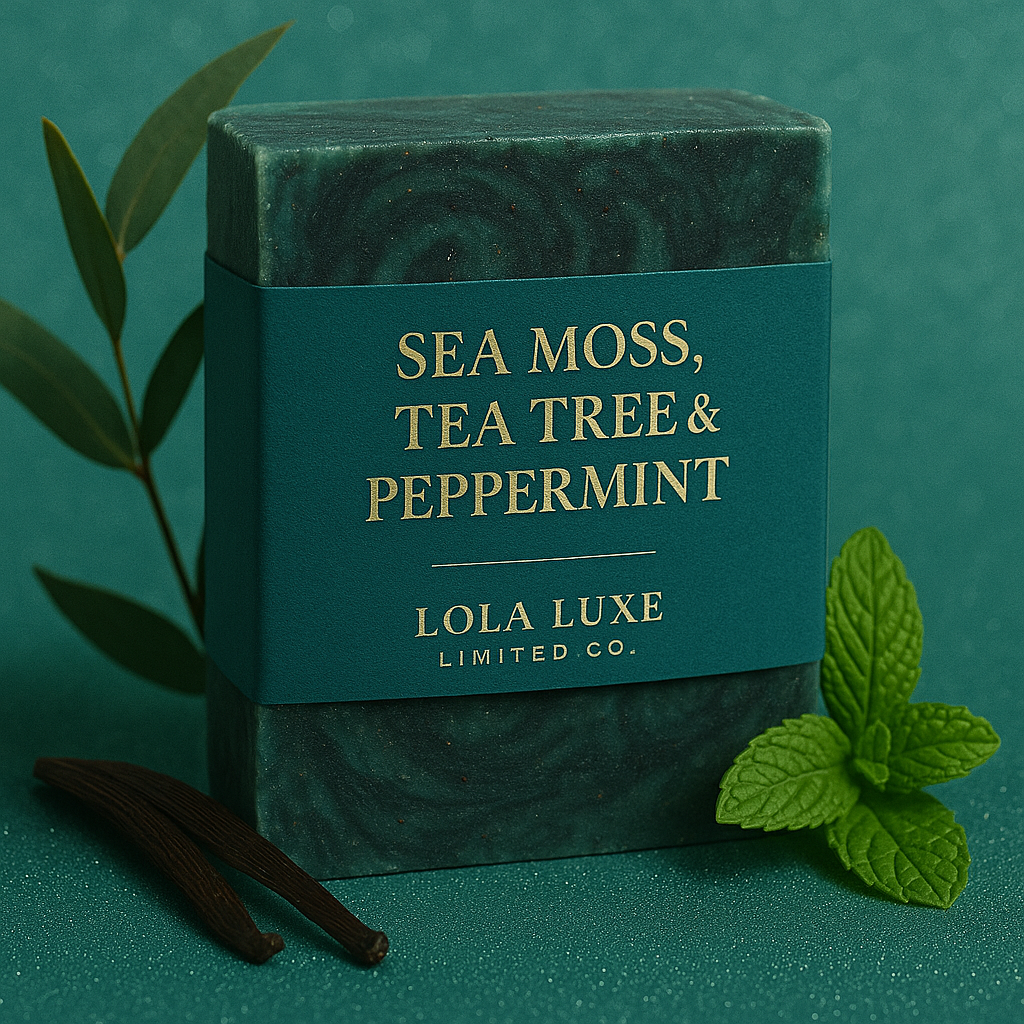 Sea Moss, Tea Tree & Peppermint Soap – Clarifying Handmade Bar for Cooling, Deep Cleansing Relief | Lola Luxe Limited Co.