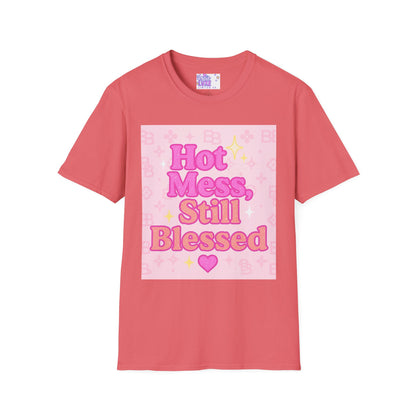 Hot Mess Still Blessed Unisex Softstyle Glam Tee - Fun & Comfortable Casual Wear