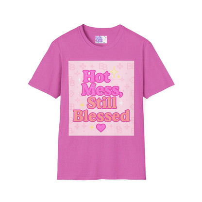Hot Mess Still Blessed Unisex Softstyle Glam Tee - Fun & Comfortable Casual Wear