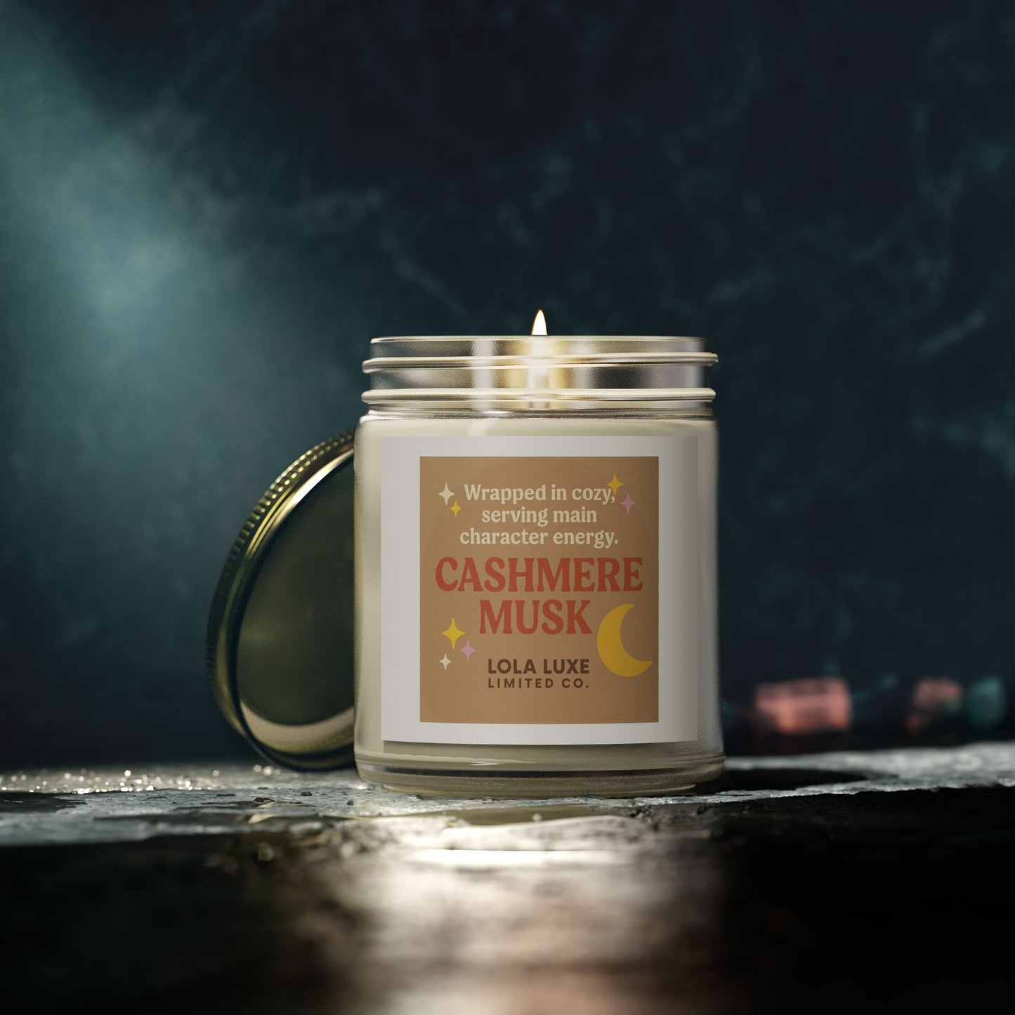 Cashmere Musk Scented Candles, Coconut Apricot Wax (4oz, 9oz)