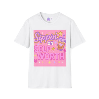 Self Worth Unisex Softstyle T-Shirt - Positive Affirmation Glam Tee