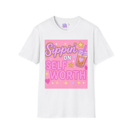 Self Worth Unisex Softstyle T-Shirt - Positive Affirmation Glam Tee