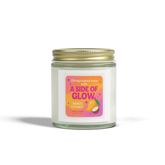 Mango Coconut Scented Candles, Coconut Apricot Wax (4oz, 9oz)
