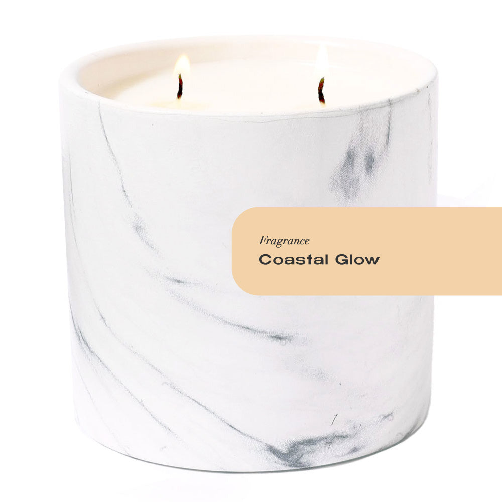 Coastal Glow White Marble Candle 17oz