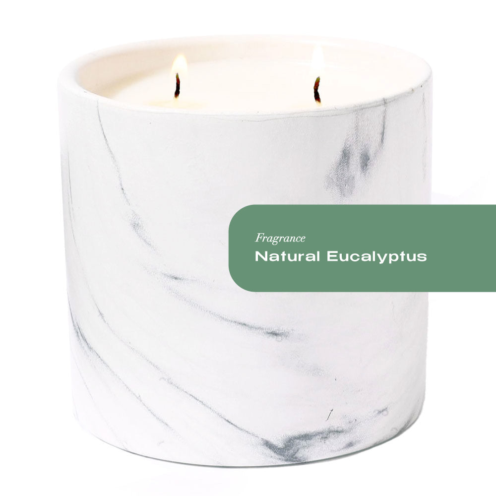 Natural Eucalyptus White Marble Candle 17oz