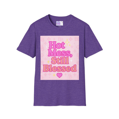 Hot Mess Still Blessed Unisex Softstyle Glam Tee - Fun & Comfortable Casual Wear