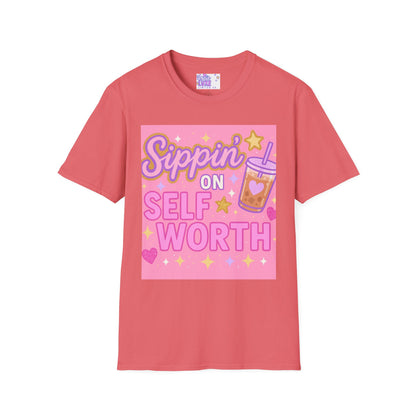 Self Worth Unisex Softstyle T-Shirt - Positive Affirmation Glam Tee