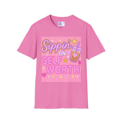 Self Worth Unisex Softstyle T-Shirt - Positive Affirmation Glam Tee
