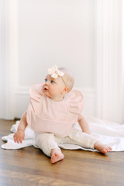 Peach Blush Ruffle Angel Bib