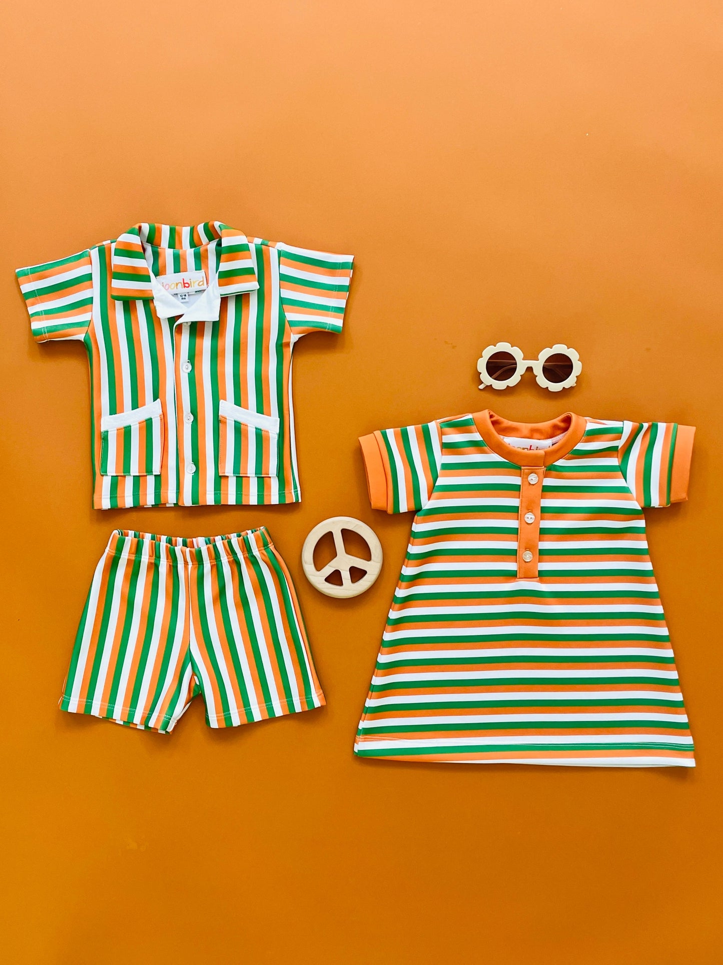 Cabana Set - Green/Orange/White Stripe