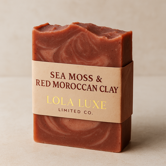 Sea Moss & Red Moroccan Clay Soap – Clarifying Handmade Bar for Oily, Acne-Prone & Congested Skin | Lola Luxe Limited Co.