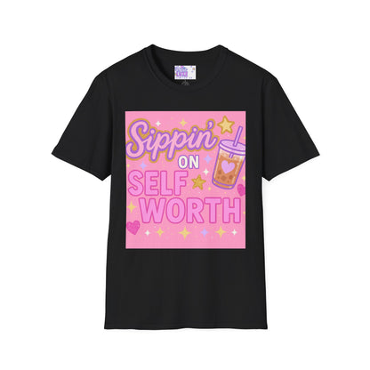 Self Worth Unisex Softstyle T-Shirt - Positive Affirmation Glam Tee