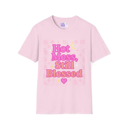 Hot Mess Still Blessed Unisex Softstyle Glam Tee - Fun & Comfortable Casual Wear