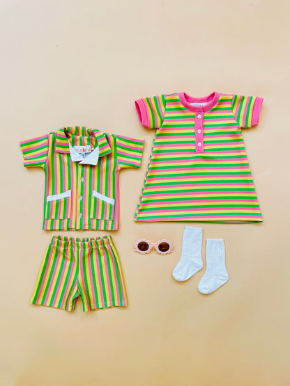 Cabana Set - Green/Pink/Yellow Stripe