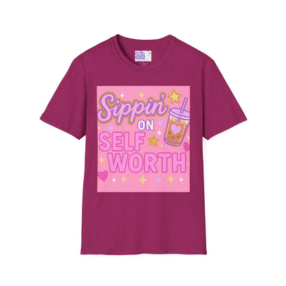 Self Worth Unisex Softstyle T-Shirt - Positive Affirmation Glam Tee