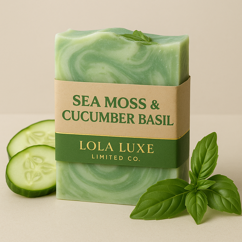 Sea Moss Soap with Cucumber & Basil – Refreshing & Calming Bar