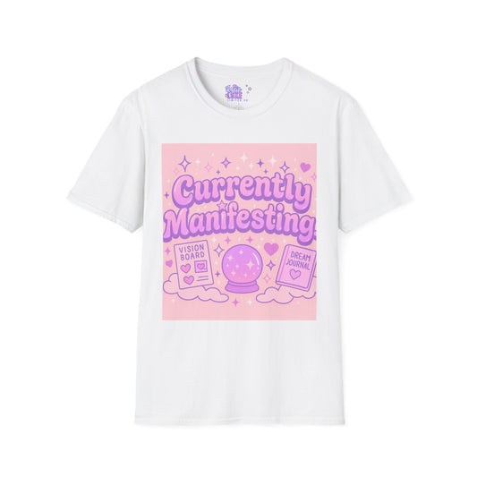 Currently Manifesting Unisex Softstyle Glam Tee - Positive Vibes for Dreamers & Creatives