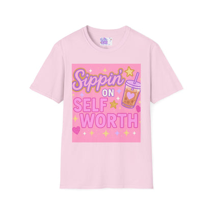 Self Worth Unisex Softstyle T-Shirt - Positive Affirmation Glam Tee