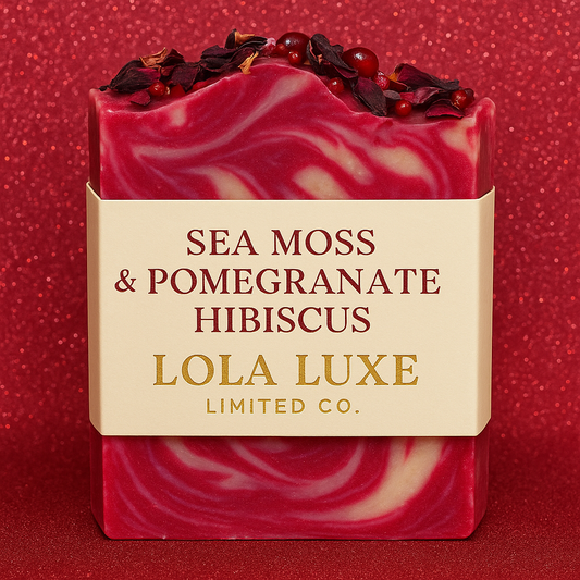 Sea Moss & Pomegranate Hibiscus Soap – Antioxidant-Rich Handmade Bar for Radiant, Youthful Skin | Lola Luxe Limited Co.