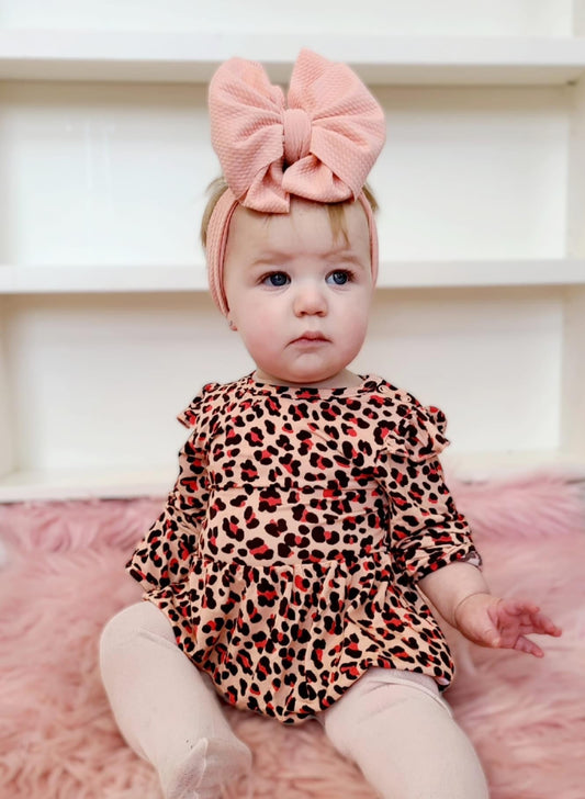 BRIELLA ROSE Leopard Long Sleeves Bubble Romper