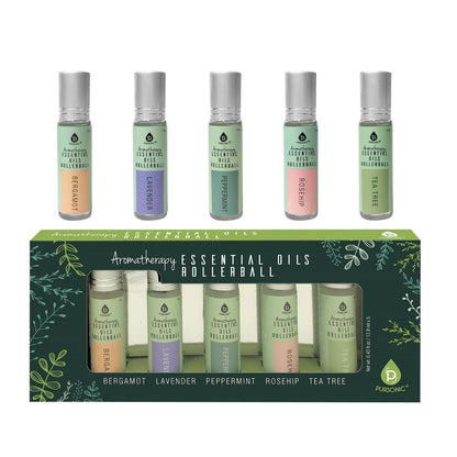 Aromatherapy Essential Oils Rollerballs (Bergamot, Lavender, Peppermint, Rosehip, Tea Tree)