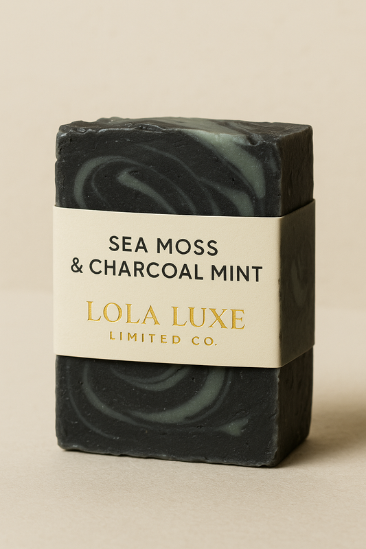 Sea Moss & Charcoal Mint Soap – Detoxifying Handmade Bar with Cooling Mint for Acne-Prone Skin | Lola Luxe Limited Co.